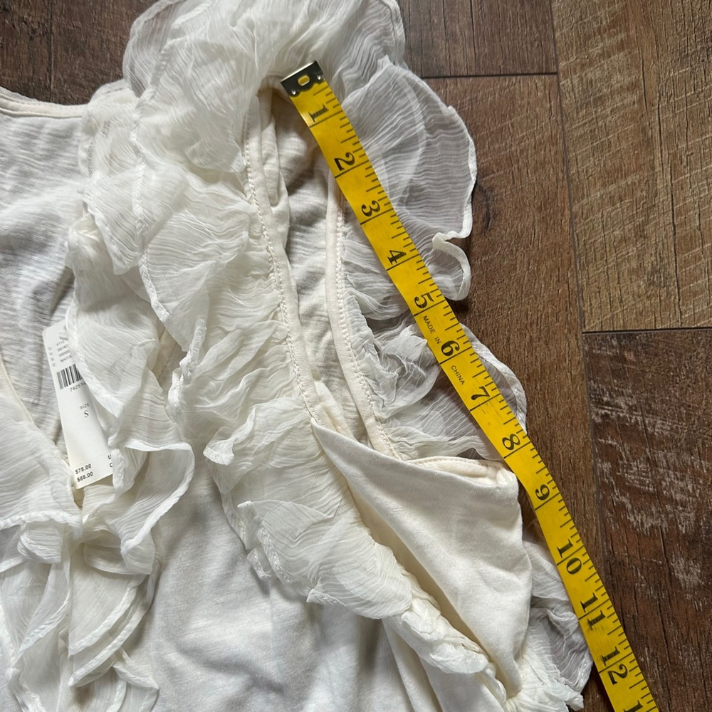Anthropologie Cream Ruffle Tank Top - Picture 6 of 7